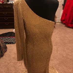 Gold One Shoulder Long Sleeve